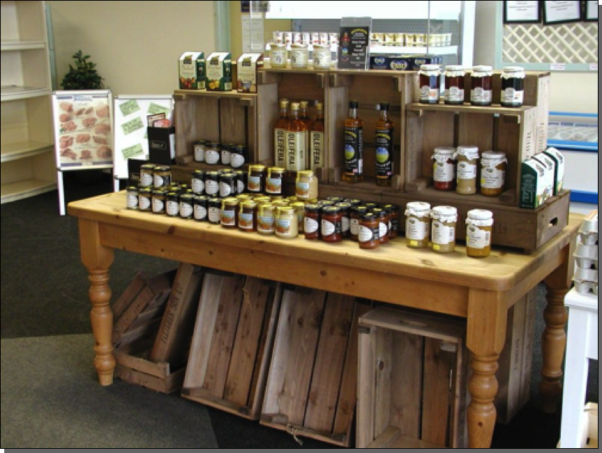 Repro English Bushel boxes in Jackson’s Butchers, Long Sutton

